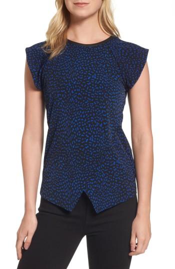 Women's Michael Michael Kors Cheetah Print Flutter Sleeve Top - Blue