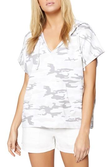 Women's Sanctuary Bahia Short Sleeve Hoodie, Size - White
