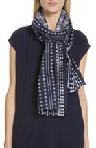 Women's Eileen Fisher Mixed Print Scarf, Size - Blue