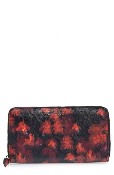 Women's Givenchy Floral Print Zip Around Calfskin Leather Wallet -