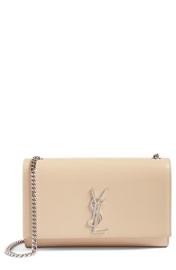 Saint Laurent Medium Kate Calfskin Leather Shoulder Bag - Beige
