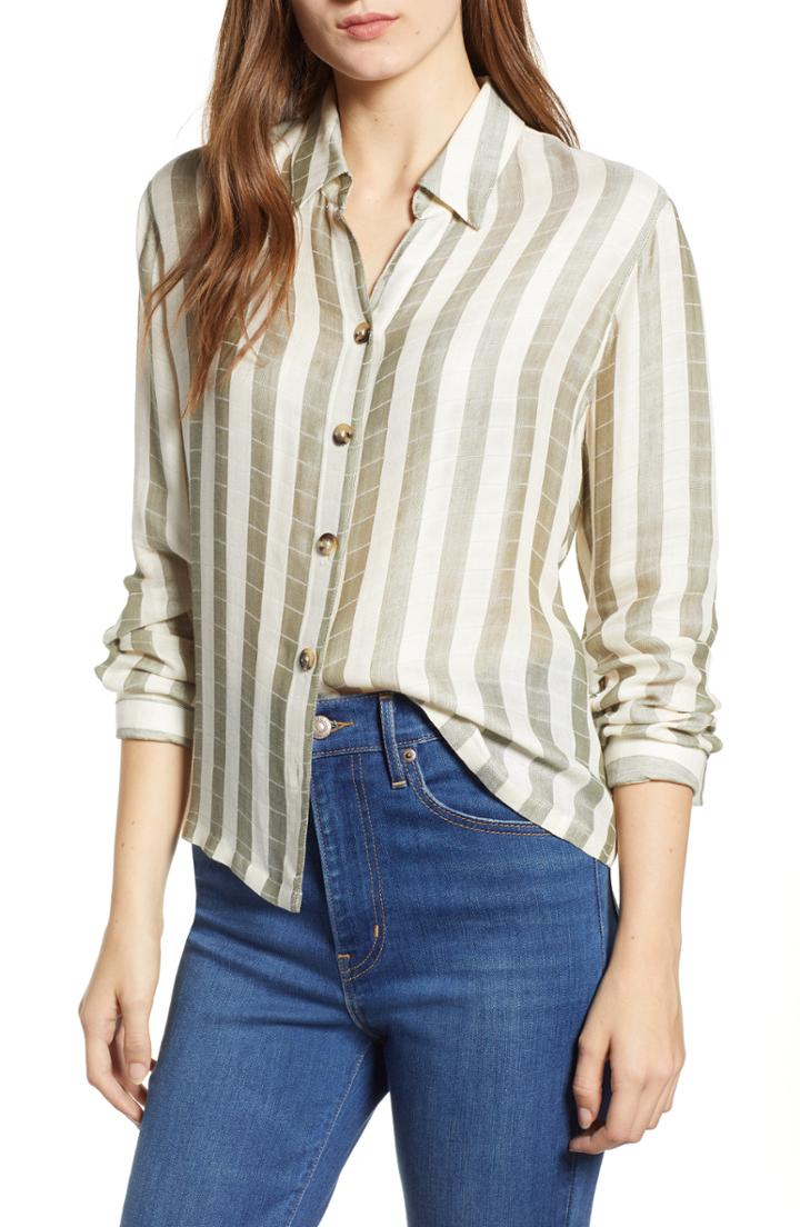 Women's Socialite Stripe Blouse - Green