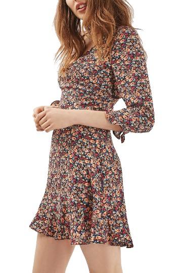 Women's Topshop Peach Pop Ruffle Tea Dress