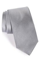 Men's Nordstrom Men's Shop Solid Satin Silk Tie, Size - Grey