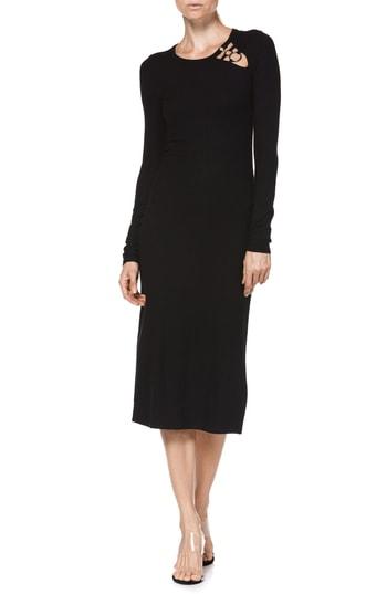 Women's Paige Caelan Ribbed Midi Dress - Black