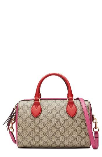 Gucci Top Handle Gg Supreme Canvas & Leather Bag -