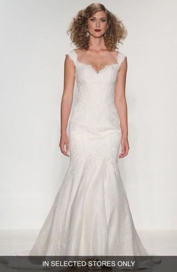 Women's Matthew Christopher Loren Sweetheart Neck Silk Lace Trumpet Dress