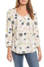 Women's Caslon Print V-neck Top - Ivory