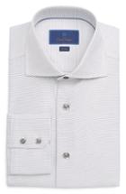 Men's David Donahue Trim Fit Stripe Dress Shirt .5 - 34/35 - Grey