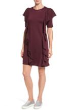 Women's Halogen Ruffle Sweatshirt Dress - Burgundy