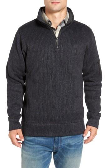 Men's Jeremiah Lance Herringbone Zip Mock Neck Sweater - Black