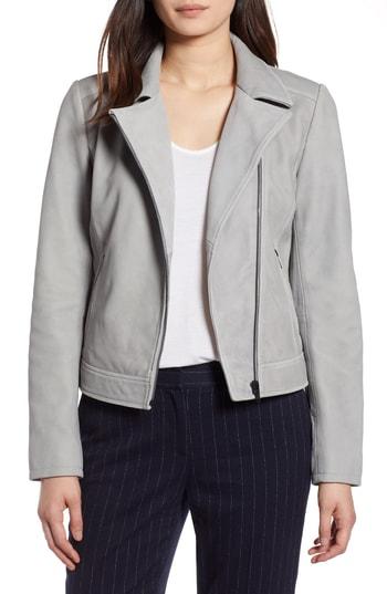Women's Halogen Leather Moto Jacket - Beige