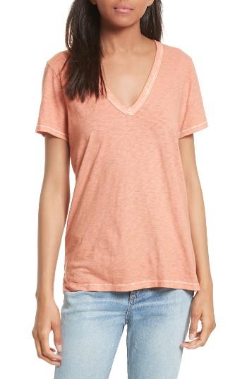 Women's Rag & Bone/jean Sublime Wash Cotton Tee, Size - Coral