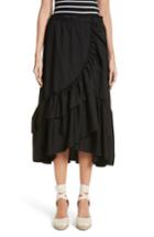 Women's Fuzzi Ruffled Poplin Skirt Us / 38 It - Black
