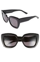 Women's Balenciaga 52mm Cat Eye Sunglasses - Black With Logomania/ Smoke