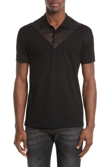 Men's Versace Collection Foiled V-print Polo - Black