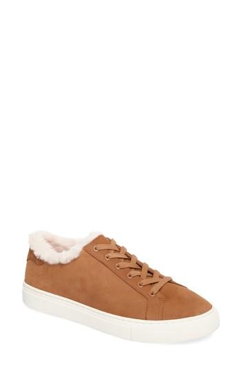 Women's Tory Burch Lawrence Genuine Shearling Lined Sneaker .5 M - Brown