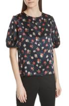 Women's Milly Melinda Puff Sleeve Floral Blouse - Black