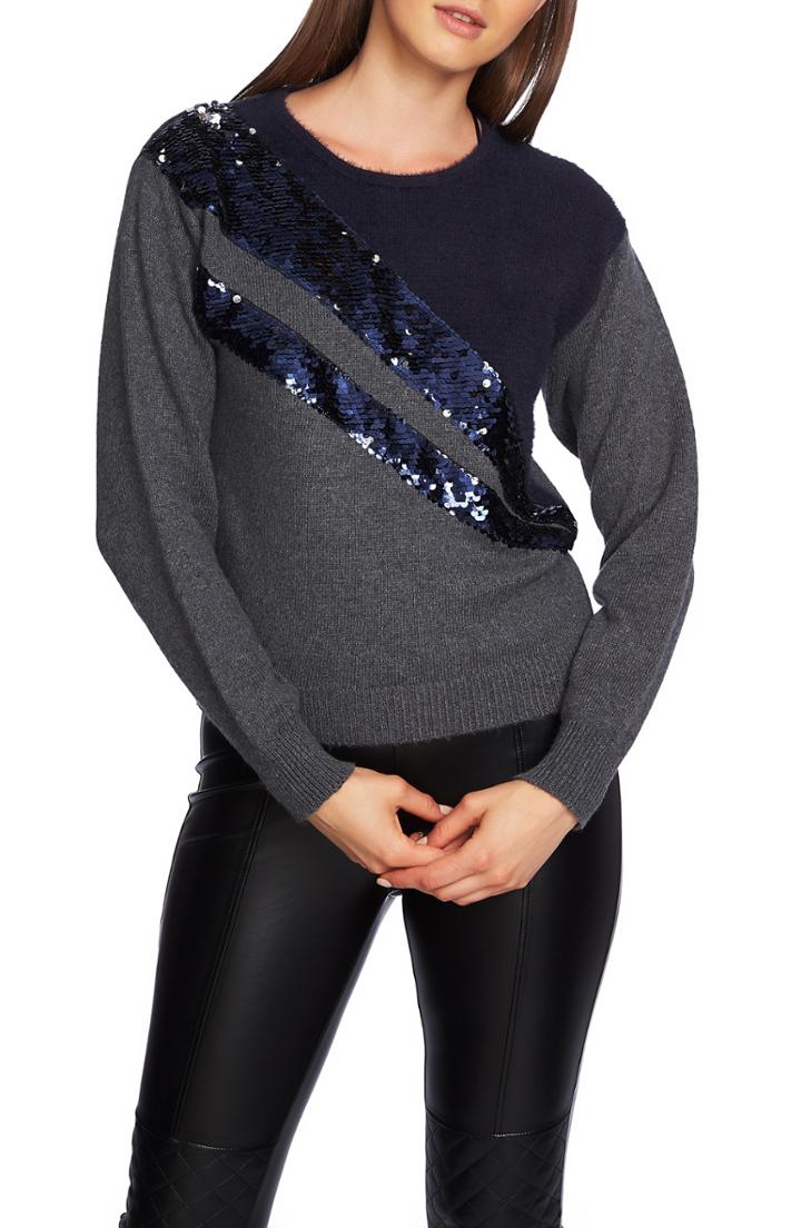 Women's 1.state Crewneck Eyelash Sweater - Grey