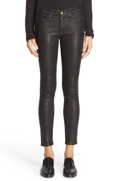 Women's Frame 'le Skinny' Lambskin Leather Pants - Black