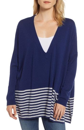 Women's Vineyard Vines Oversize Stripe Poncho - Blue