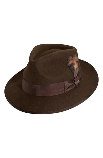 Men's Scala 'classico' Wool Felt Snap Brim Hat - Brown