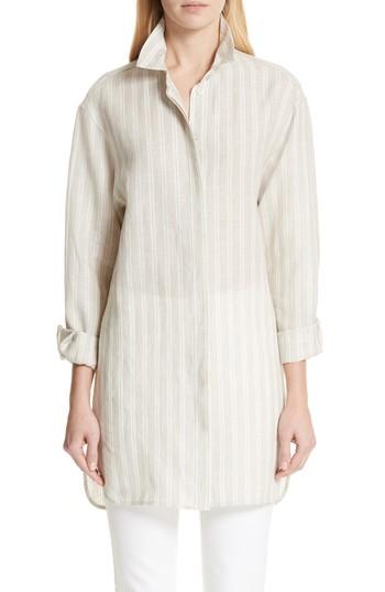 Women's Lafayette 148 New York Alessandro Stripe Tunic, Size - Beige