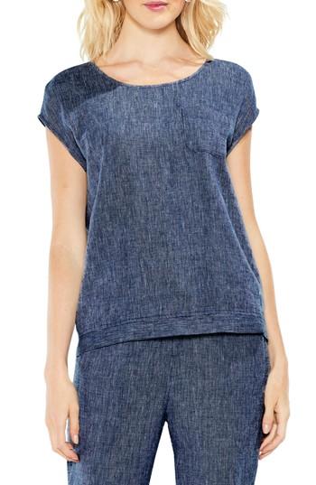 Women's Two By Vince Camuto Drop Shoulder Linen Top, Size - Blue
