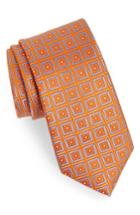 Men's Nordstrom Men's Shop Sublime Squares Geometric Silk Tie, Size - Orange
