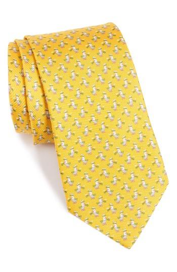Men's Salvatore Ferragamo Seagulls Silk Tie, Size - Yellow