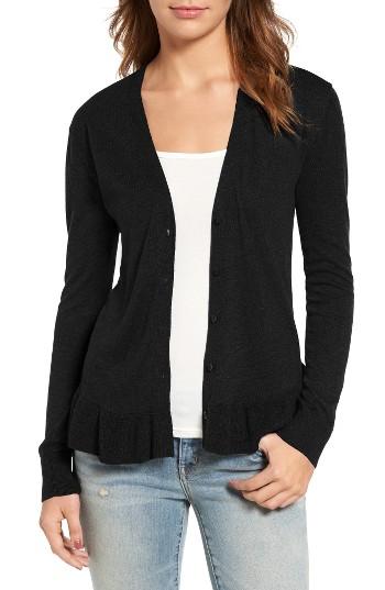Women's Hinge Ruffle Hem Cardigan, Size - Black