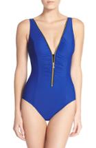 Women's Miraclesuit Front Zip One-piece Swimsuit - Black
