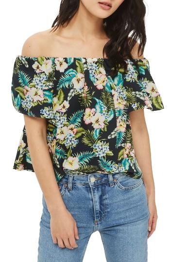 Women's Topshop Maggie Hawaiian Print Off The Shoulder Top