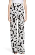Women's Dvf Erica Chain Print Wide Leg Pants - Black