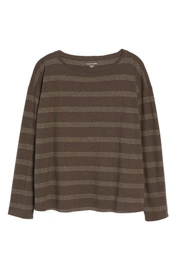 Women's Eileen Fisher Stripe Hemp & Organic Cotton Top, Size - Grey