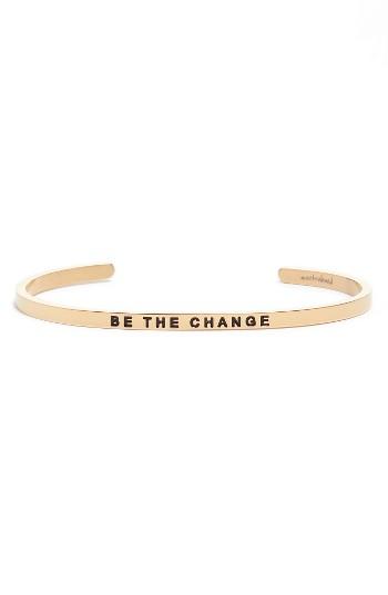 Women's Mantraband Be The Change Engraved Cuff