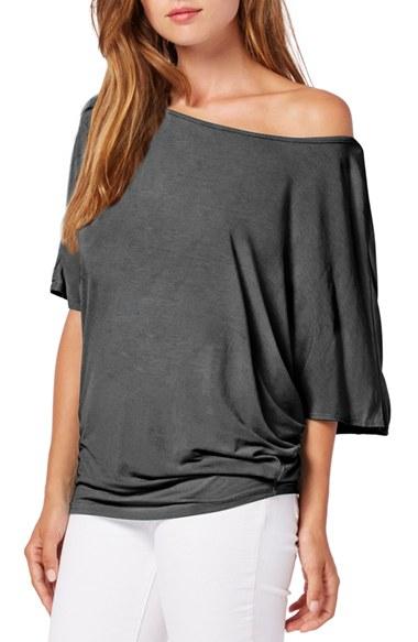 Women's Michael Stars Boatneck Dolman Sleeve Jersey Top, Size - Grey