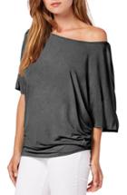 Women's Michael Stars Boatneck Dolman Sleeve Jersey Top, Size - Grey