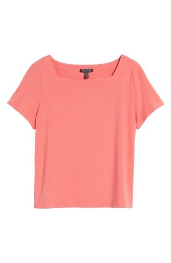 Women's Eileen Fisher Square Neck Jersey Top, Size - Pink