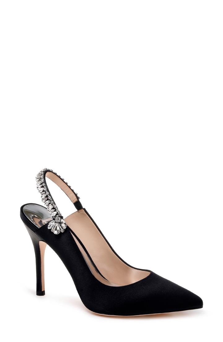 Women's Badgley Mischka Paxton Pointy Toe Slingback Pump .5 M - Black