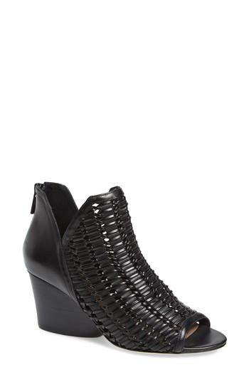 Women's Donald J Pliner Jacqi Woven Open Toe Bootie .5 M - Black