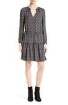 Women's Rebecca Taylor Print Silk Drawstring Waist Dress