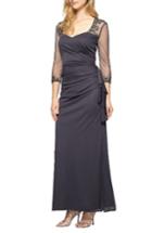 Women's Alex Evenings Embellished A-line Gown - Grey