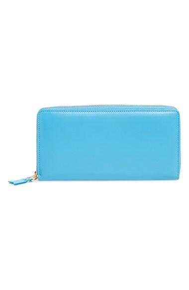 Men's Comme Des Garcons Leather Continental Long Wallet - Blue
