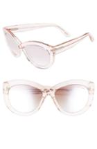 Women's Tom Ford Diane 56mm Butterfly Sunglasses - Transparent Pink/ Pink/ Silver