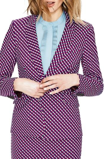 Women's Boden Nell Print Ponte Blazer - Burgundy