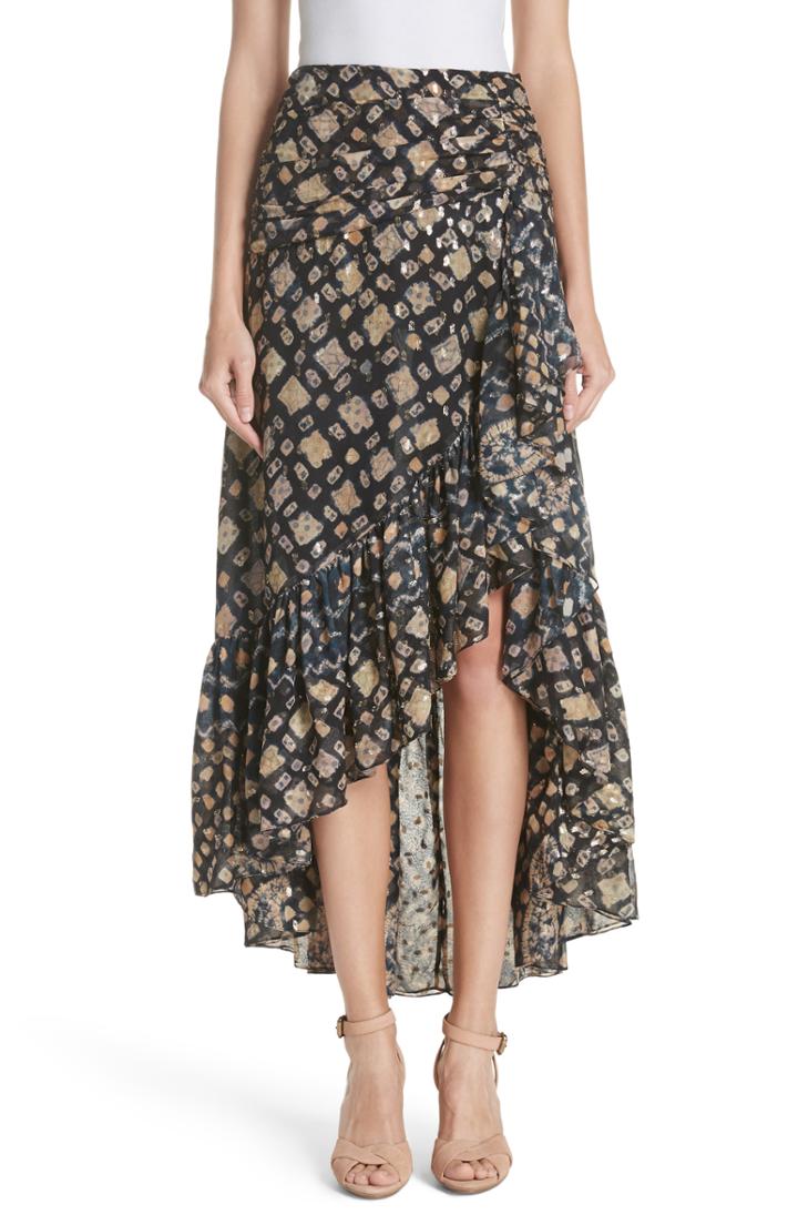 Women's Ulla Johnson Ailie Silk Blend High/low Skirt
