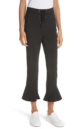 Women's Opening Ceremony William Lace Up Ruffle Hem Pants - Black