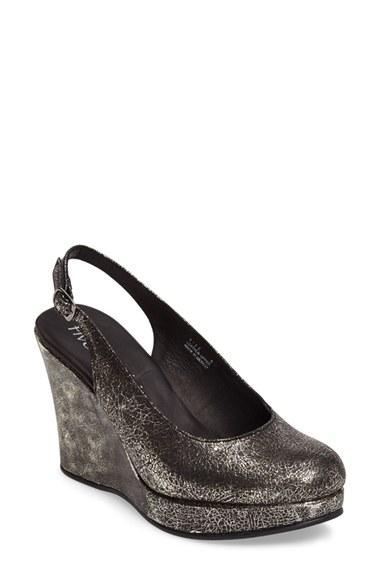Women's Five Worlds Alejo Slingback Platform Wedge M - Metallic