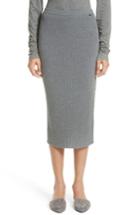 Women's St. John Collection Side Placket Rib Knit Skirt, Size - Grey